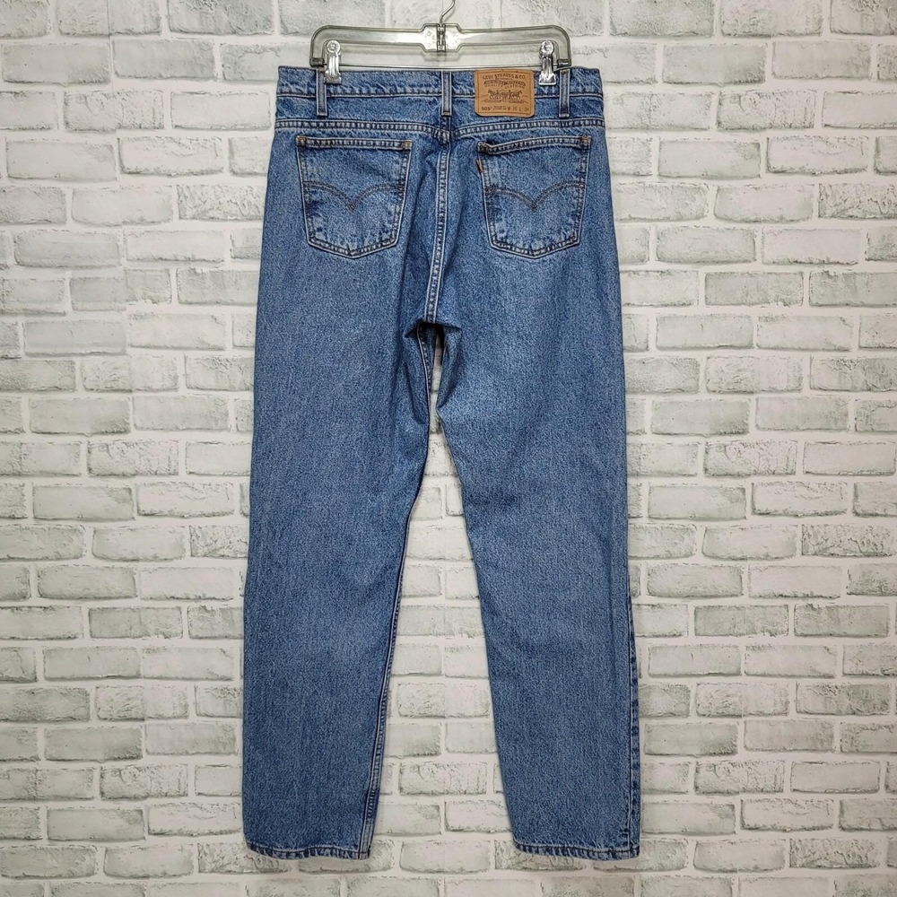 90s Levis 505 Mens Orange Tab Regular Fit Straight Leg Blue Denim Jeans 36x33 - Picture 5 of 12